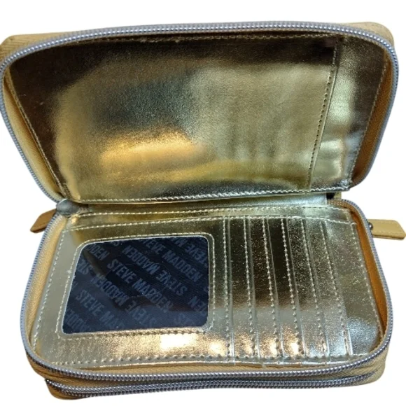 Steve Madden Mustard Yellow Leather Wristlet Wallet - Picture 9 of 13